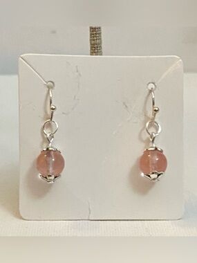 Strawberry Quartz Pink crystal earrings